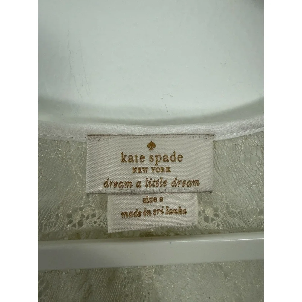Kate Spade New York Blue Satin Bridal Chemise Nightgown Lace Detail Size Small